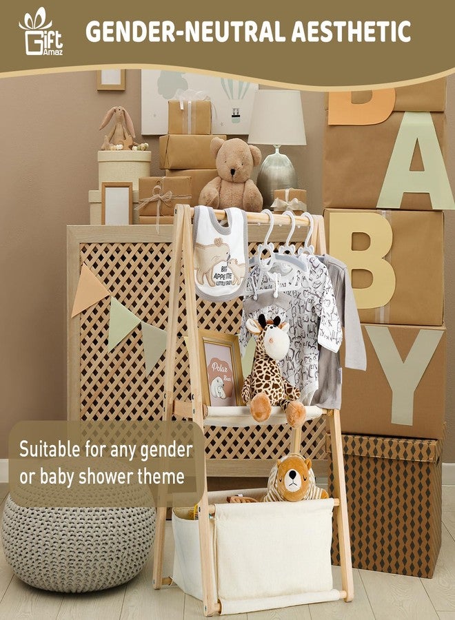 GiftAmaz Wooden Baby Shower Crate Closet, Double-Layered Baby Basket for Nursery, Baby Storage Crate with Hangers, Newborn Baby Clothing Rack for Baby Shower Gifts, Pregnancy Gifts for New Mom Parents - Image 5